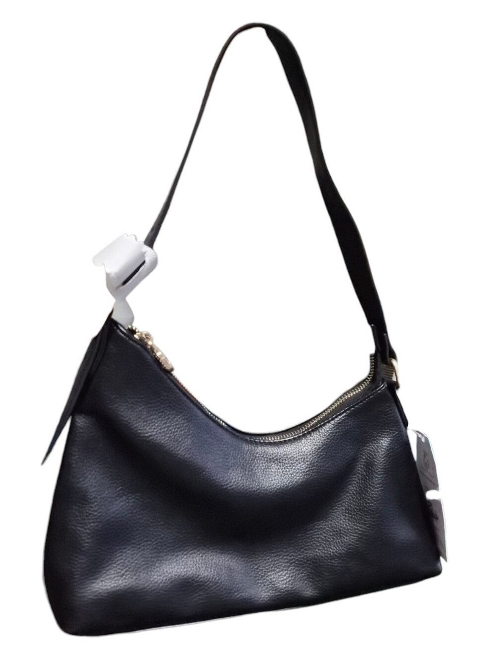 NWT Black Faux Leather Shoulder Bag Gold Hardware Adjustable Strap